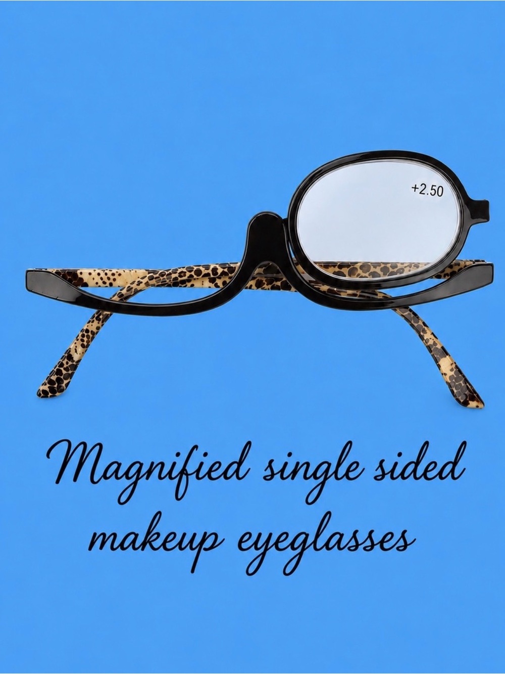 Magnified Single-Sided Makeup Eyeglasses - Leopard Print Black Frame